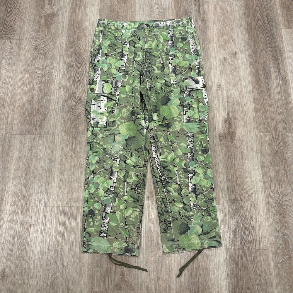 RARE Vintage 80s Rocky Mountain Camouflage Aspen Camo Wide Leg Cargo Pants 37x32